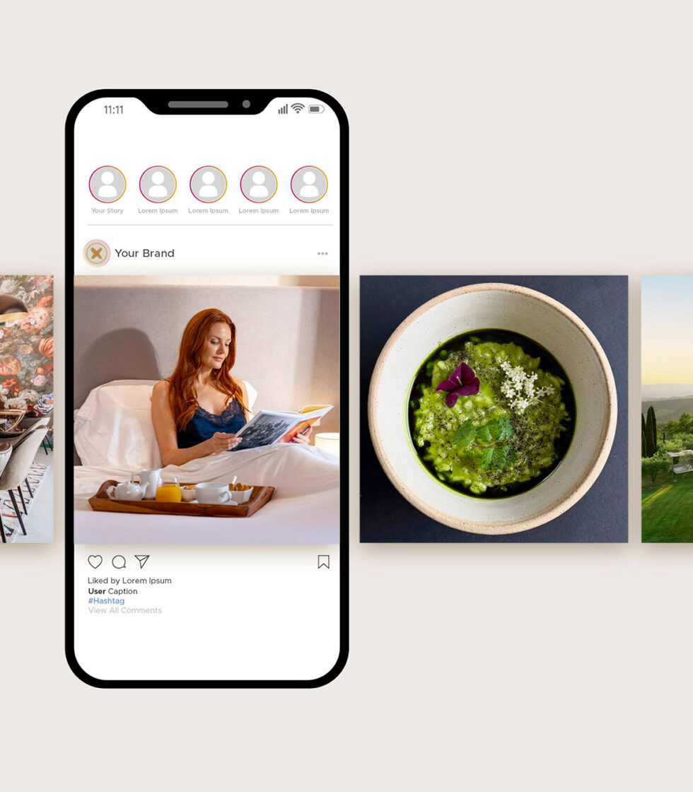 Strategia social media e content creation visualizzata su smartphone